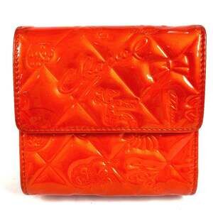 CHANEL No. 5 Logo Ribbon Icon Compact Wallet, Tri-fold Patent Leather, Red, f...